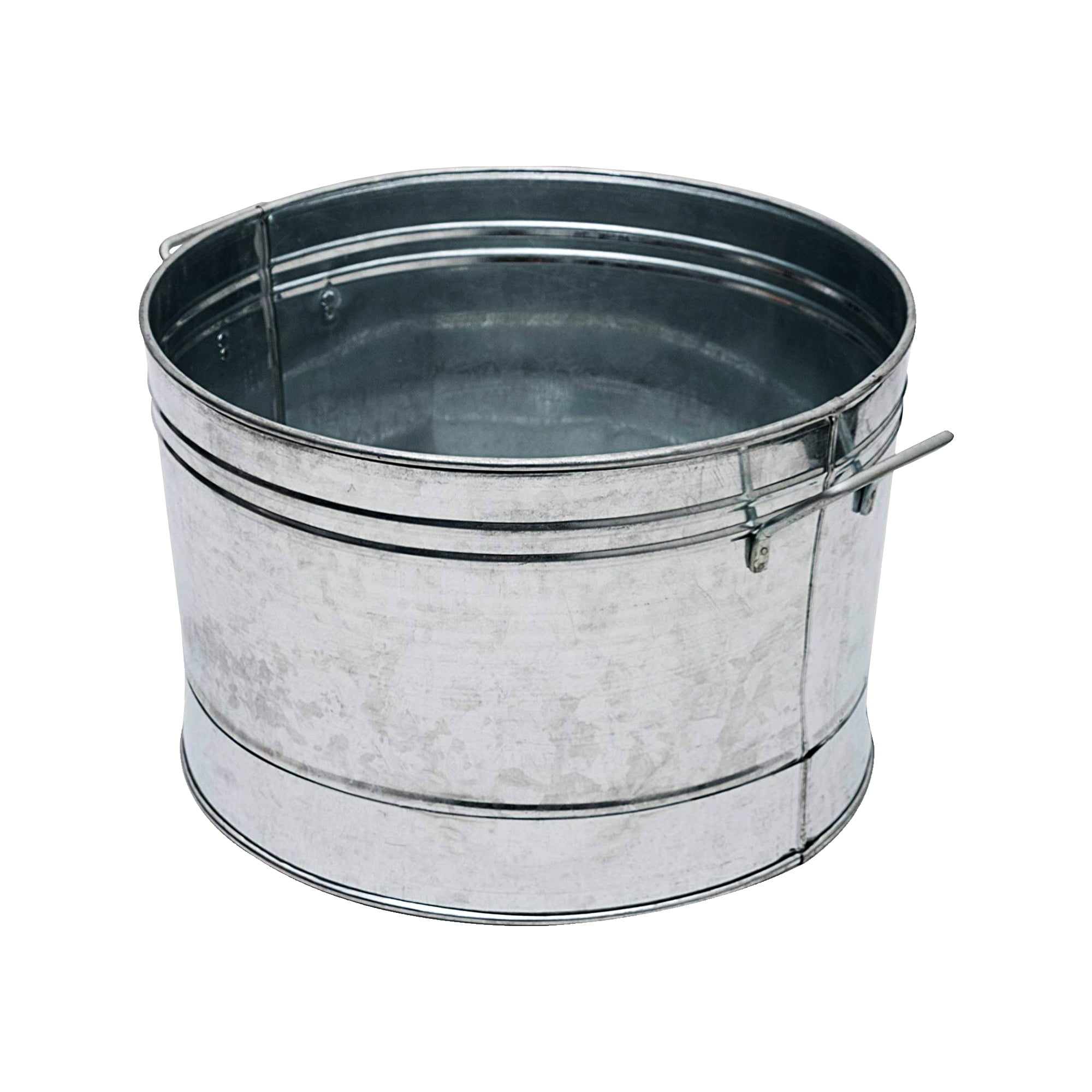 Round Galvanized Steel Tub with Side Handles and Embossed Design