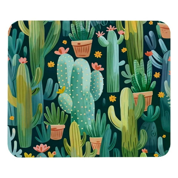 PhooArto Comfortable Mouse Pad Cute Cactus Pattern Desktop Mousepad , 21 x 25 cm Mouse Mat, Non-Slip Rubber Base, Improves Speed and Precision