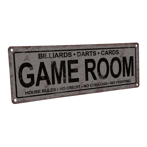 Game Room 4"x12" Metal Sign, Wall Décor for Mancave, Den, and Gameroom