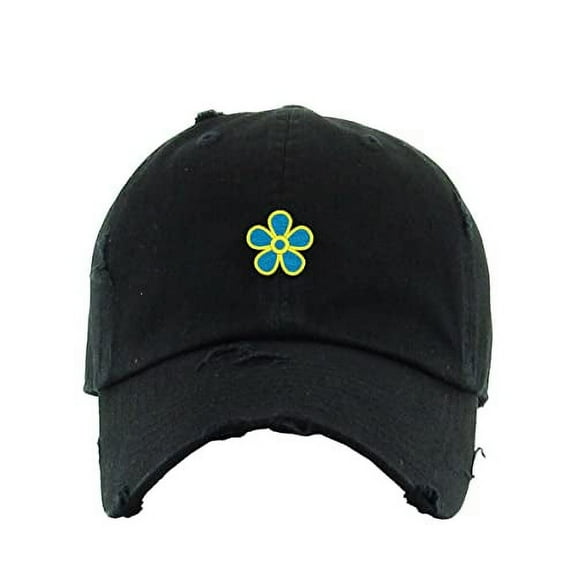 Forget Me Not Masonic Flower Vintage Baseball Cap Embroidered Cotton Adjustable Distressed Dad Hat Black