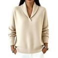 thumbnail image 2 of Womens Sweaters Fall Fashion Long Sleeve Tops V Neck Business Casual Collared Knit Tunic Pullover Outfits, 2 of 3