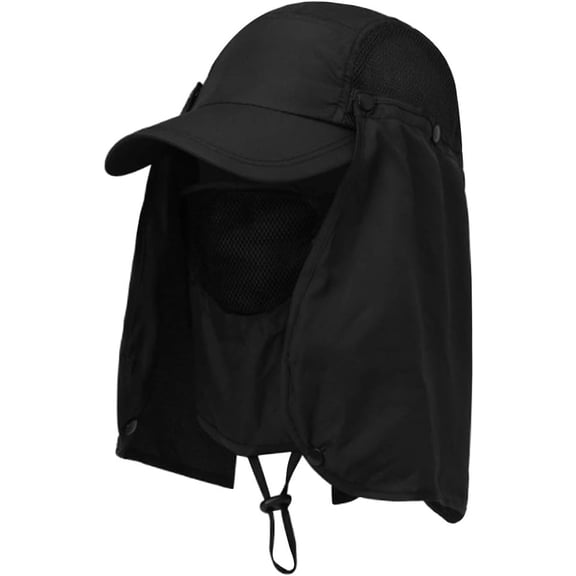 LinYooLi Unisex UPF 50 360° Sun UV Protection Sunhat with Face Neck Flap Portable Foldable Baseball Cap