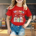 thumbnail image 2 of Rhuody Girls T Shirt 3-4 Years Cartoon Letter Print Tops Simple Short Sleeve Round Neck Tee Holiday Retro Playsuit Light Blue, 2 of 4