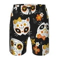 thumbnail image 4 of Disketp Men'S Swim Trunks Hawaiian Breathable Surf Beach Swimsuits Mesh Lining Beach Shorts With Pockets-Cat Skulls And Flowers, 4 of 9