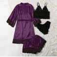 thumbnail image 4 of Womens Soft Pajama Clearance- Bathrobes Sexy Lace Silk Satin Plus Size Robe Sleepwear Purple Size S, 4 of 6