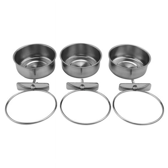 3-Piece Bird Feeder Cup Stainless Steel Parrot Feeder Cup Animal Cage Water Food Bowl S,3 x Bird feeding dish cup,silver