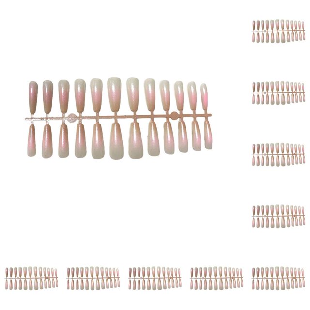 Vogacara 24 piezas de uñas postizas superficie brillante diseño de ataúd cubierta completa elegante prensado estilo degradado puntas de uñas Type2 NO2