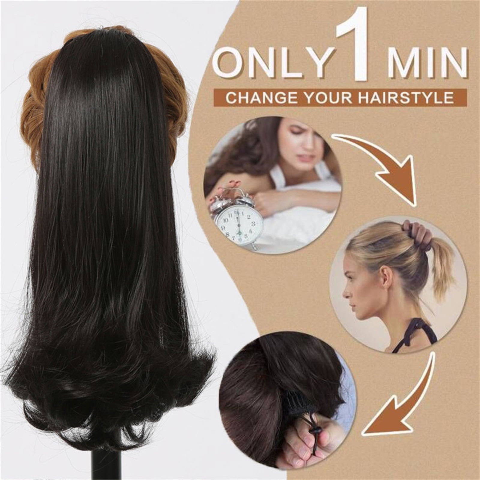 Heat Resistant Fibre Synthetic Drawstring Ponytail Clip in Hair Extensions Black Long Tail Warping Ponytail Extension for Women