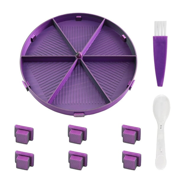 Bandeja redonda para clasificar cuentas con separadores. Organizador de cuentas y diamantes. negro y violeta