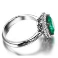 thumbnail image 2 of Beautiful 1.50 Carat oval shape Emerald and Diamond Halo Engagement Ring in White Gold, 2 of 4