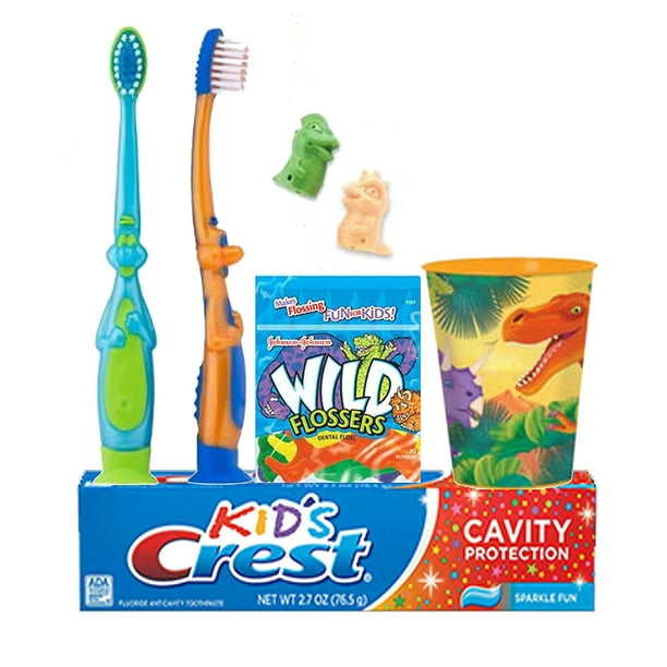 Dinosaurs Inspired 7pc. Bright Smile Oral Hygiene Set! Toothbrush, Dino