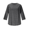 thumbnail image 6 of Lixiuxyad Women Basic Tee Athletic Sun Casual Crewneck 3/4 Sleeve Solid Color Tee Shirt Top For Outdoor Sports,Gray, 6 of 6