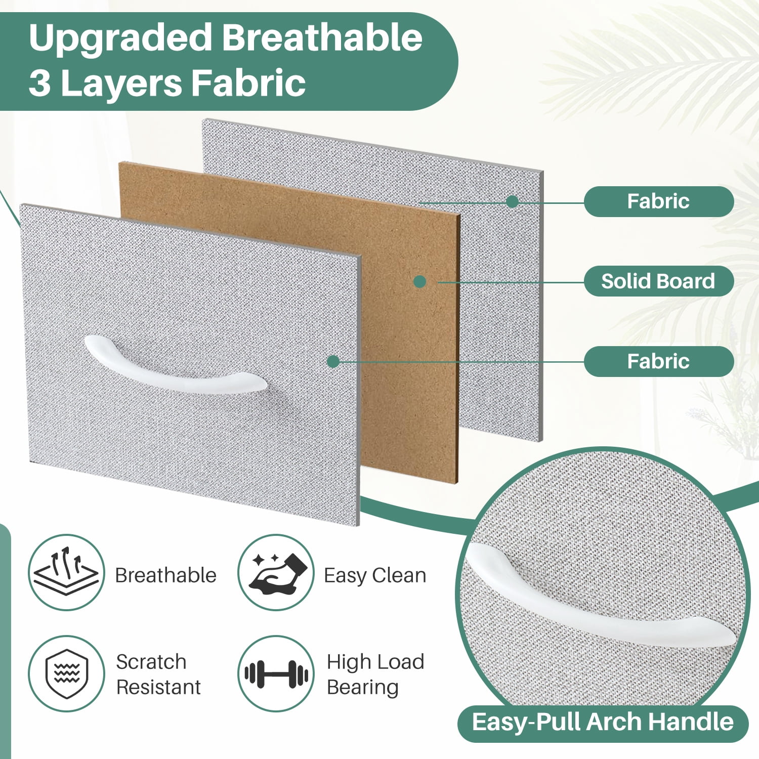 Beddle Dresser with 4 Fabric Drawers for Bedroom, Wide Storage Chest with Drawer Organizer for Closet or Living Room, Light Gray
