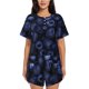 thumbnail image 1 of Fotbe Blue-Purple Raspberries Conjunto de Pijama Estampado para Mujer, 2 Piezas, Ropa de Dormir con Camiseta de Manga Corta y Shorts Suaves-Small, 1 of 6
