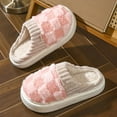 thumbnail image 6 of Checkered Cloud Slippers for Women Men Plaid Fuzzy Platform House Shoes Plush Warm Indoor Bedroom Slip on, 6 of 6