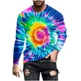 thumbnail image 2 of Zylanna Men's Long Sleeve T-Shirts, Homewear Tie Dye Crew Neck Loose Casual Tops for Men Blue, 2 of 5