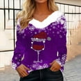 thumbnail image 2 of Patlollav Christmas Tops for Ladies,Womens Plush Tops Long Sleeve Slim Fitting Bottom T-Shirt Gift, 2 of 6