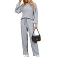 thumbnail image 4 of UVN Pajama Sets for Women Long Sleeve Lounge Set Ribbed Knit Sleepwear 2 Piece Pjs Soft Loungewear with Pockets, 4 of 11