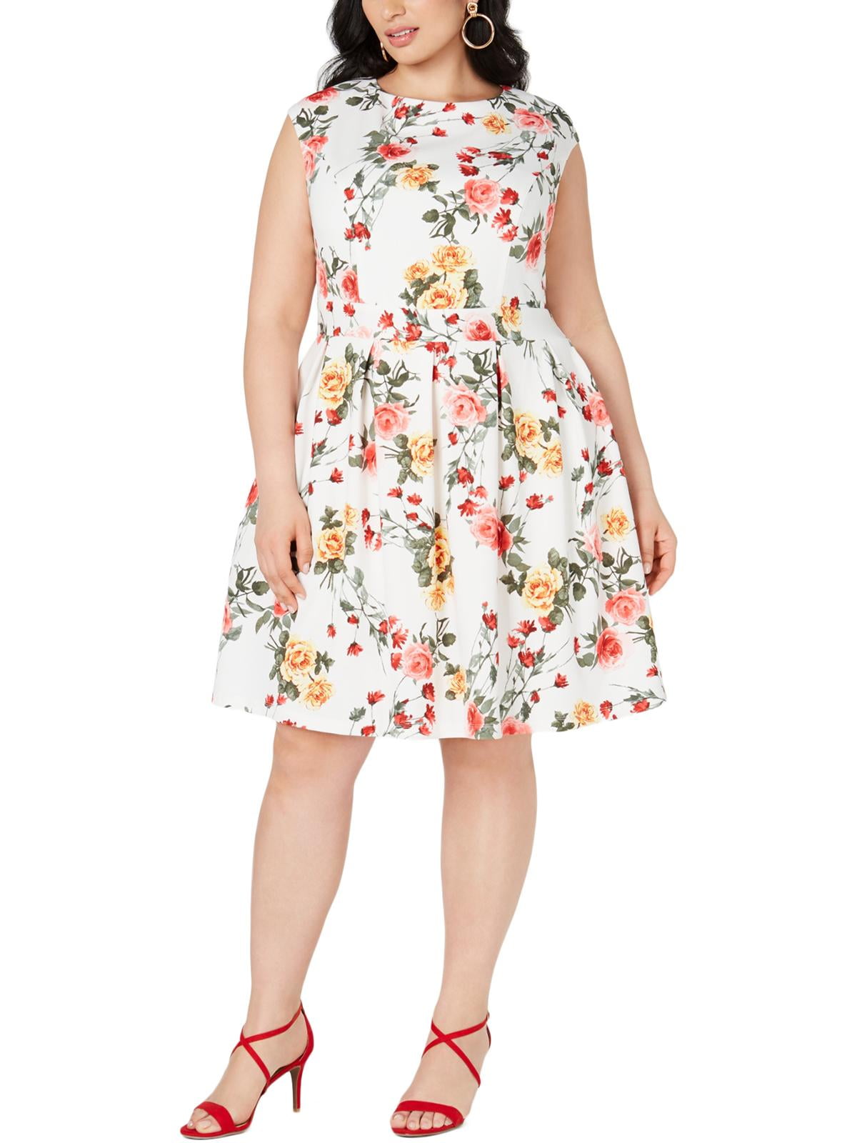 Emerald Sundae - Emerald Sundae Womens Plus Floral Fit & Flare Party Dress - Walmart.com