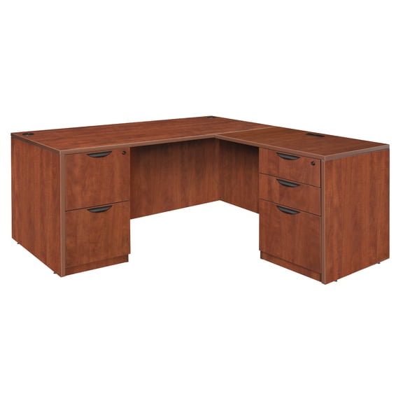 Regency Legacy 71 x 70 in. L Desk with Double Full Pedestal Drawer Unit- Cherry