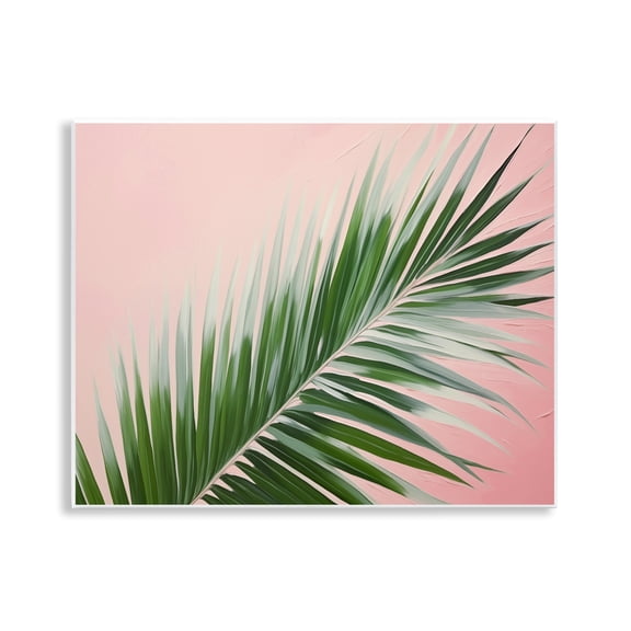 Stupell Industries Wispy Palm Leaf on Pink Plants & Flowers Painting Unframed Art Print Wall Art, 14 x 11