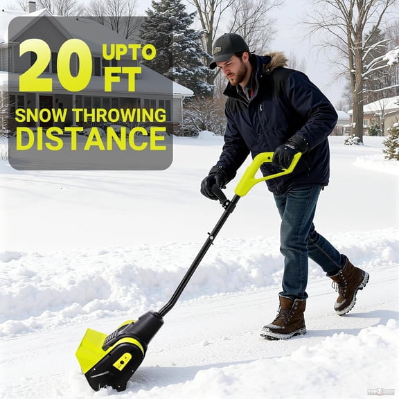 Electric Snow Blower Shovel,120V Lightweight with Dual-Blade Auger,12” Electric Snow Thrower Kit w/Adjustable Handle , Snow Blower for Driveway