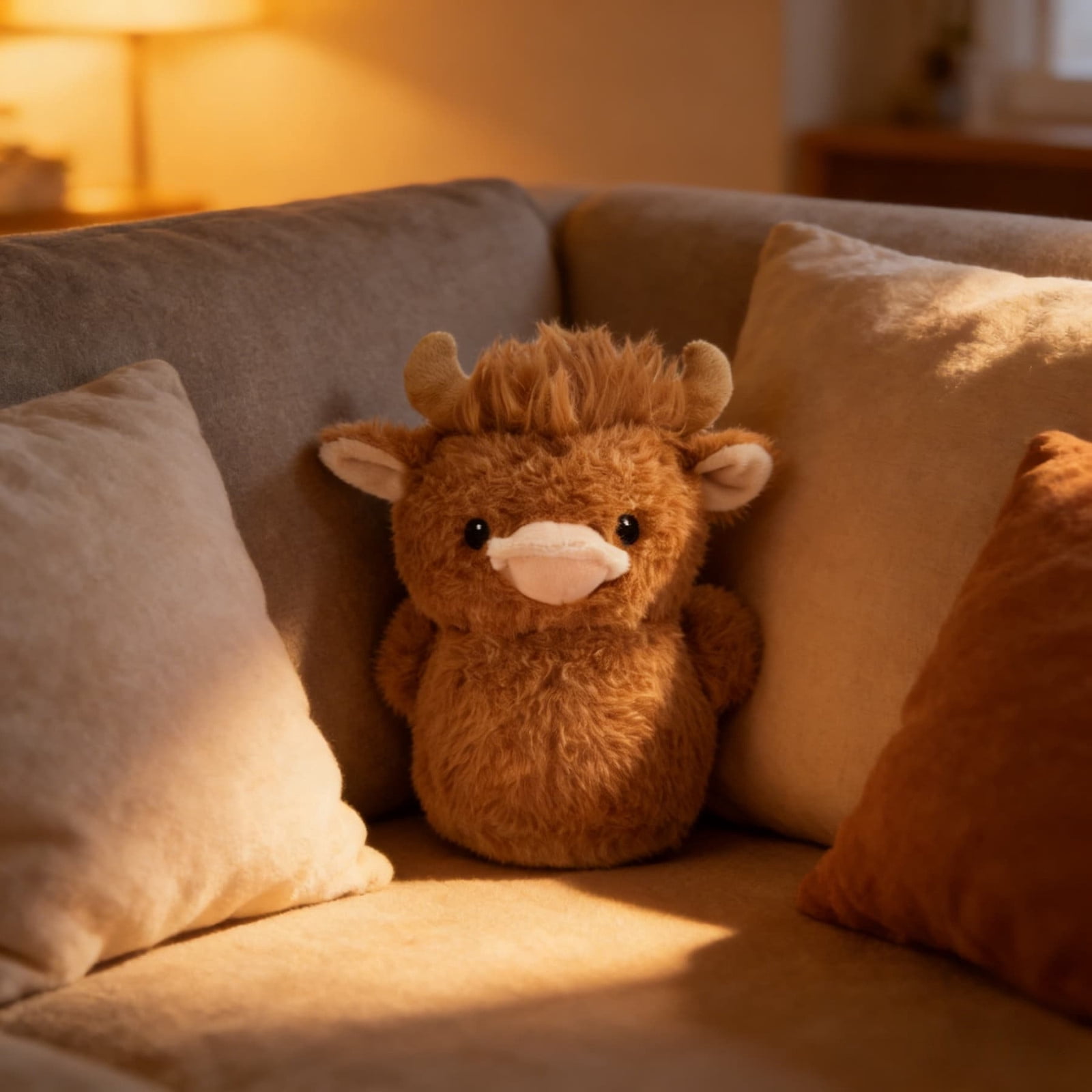 WKSCLPAI Highland Cow Duck Plush Stuffed Animal, Cute Novelty Easter Highland Cow Duck Plush Toy, Soft Fluffy Cuddly Farm Animal Companion for Kids, Easter Gift, 22 In