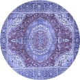 thumbnail image 1 of Ahgly Company Machine Washable Indoor Round Medallion Blue Traditional Area Rugs, 5' Round, 1 of 4