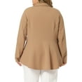 thumbnail image 3 of Unique Bargains Women's Plus Size 3/4 Sleeve Peplum Notch Panel Casual Blazers 3X Deep Khaki, 3 of 5
