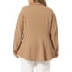 thumbnail image 3 of Blazer de mujer plus size Agnes Orinda con botones, panel con muesca y peplum con volantes 2X en caqui profundo, 3 of 6