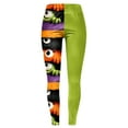 thumbnail image 4 of YDFCWXW Halloween Leggings for Women Tummy Control Monster Pumpkin Printed Stretchy Leggings Yoga Pants Tights (Green, L), 4 of 6