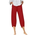 thumbnail image 2 of Aloohaidyvio Terra and Sky Pants for Women,Fashion Women Summer Casual Loose Pockest Elastic Waist Solid Trousers Capris Pants, 2 of 5