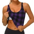 thumbnail image 3 of Pofeuu Purple Black Plaid Print Sports Bra for Women Sexy Vest Yoga Running Gym Fitness Crop Bras Tops-X-Large, 3 of 8