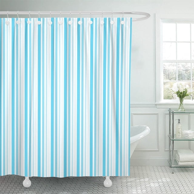 ABPHQTO Juego de cortinas de ducha de baño impermeables lineales de línea de chico cian lindo de Color de rayas clásicas azules 165x180 cm ABPHQTO PKNMT66x72Shower-11233