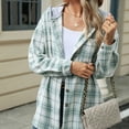 thumbnail image 7 of Kaemgyyd Women's Plaid Shacket Casual Loose Long Sleeve Button down Shirts Jacket Hooded Wool Blend Coat with Pockets, 7 of 7