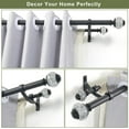 thumbnail image 6 of Double Curtain Rods 72 to 144 Inches(6-12 Feet) with Solid Aluminum Alloy Brackets, 1” Front and 5/8” Back Telescoping Drapery Rod for Windows, Heavy Duty Decorative Curtain Rods, Matte Black, 6 of 14