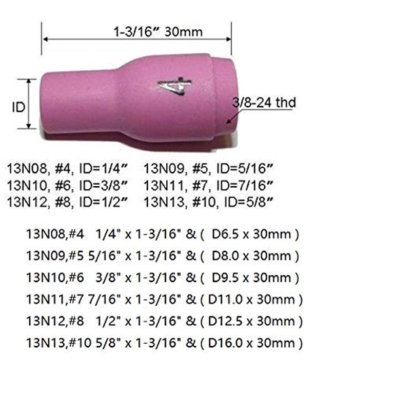 TIG Gas Lens Collet Body 13N 796F 53N 45V series Fit PTA DB SR WP 9 20 25  TIG Welding Torch Accessories Consumables 42pcs