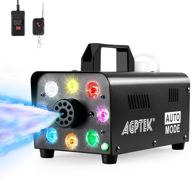 Fog Machine, AGPtEK Fog Machine with Remote Control & Colorful LED Light, 500 Watt Portable & Durable, Suitable for Halloween, Ch