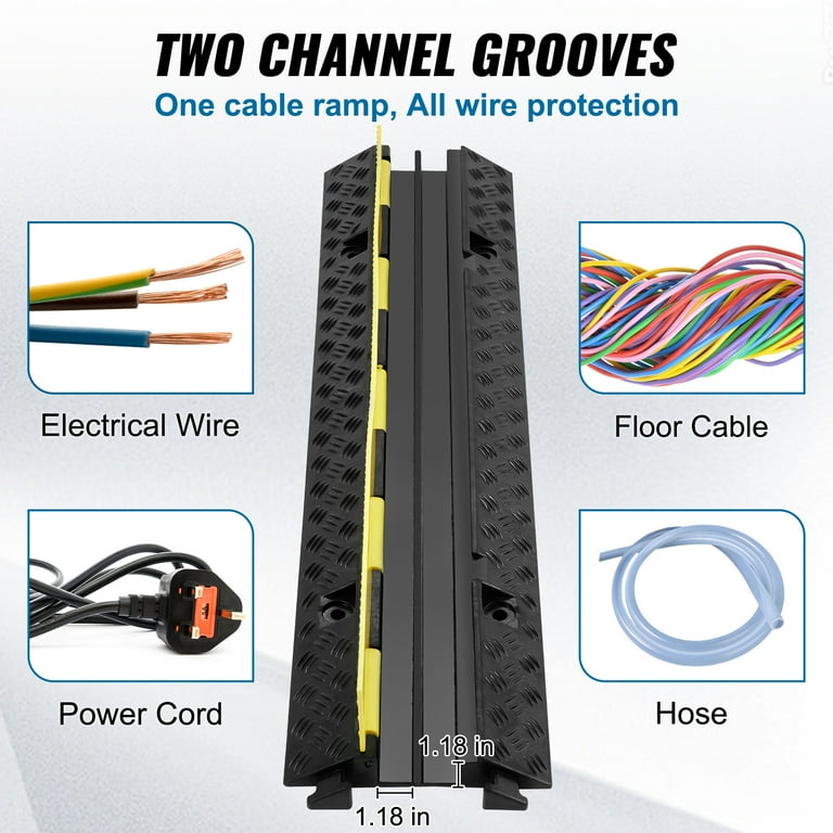 VEVOR 11000 lbs. Per Axle Capacity Driveway Rubber Traffic Speed Bumps Cable  Protector Wire Cord Ramp 2 Channel (2-Pieces) 3JTLCGXB000000001V0 - The  Home Depot