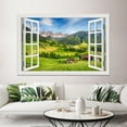 thumbnail image 2 of 3D Nature Grassland Fake Window Wall Sticker Poster Vinyl Decal Mountain Forest Landscape Wallpaper Peel and Stick for Kitchen Bedroom Decor, 2 of 4