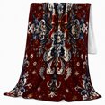 thumbnail image 2 of Halloween Damask, Festive Pet Portrait Pattern, Warm Flannel Blanket for Living Room and Bedroom with Detailed Artwork, Cat Lovers Halloween Gift, Pet Lover Home Decor, 2 of 9