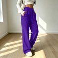 thumbnail image 6 of Women Petite Sweatpants Pull On Baggy No Drawstring Fleece Sweatpant Elastic Waist Casual Wide Leg Jogging Pants with Side Pockets, 6 of 7