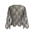 thumbnail image 5 of YEAHDOR Womens Hollow Lace Cardigan Long Sleeve Sequins Bolero Shrug Casual Shawl Gold One Size, 5 of 5