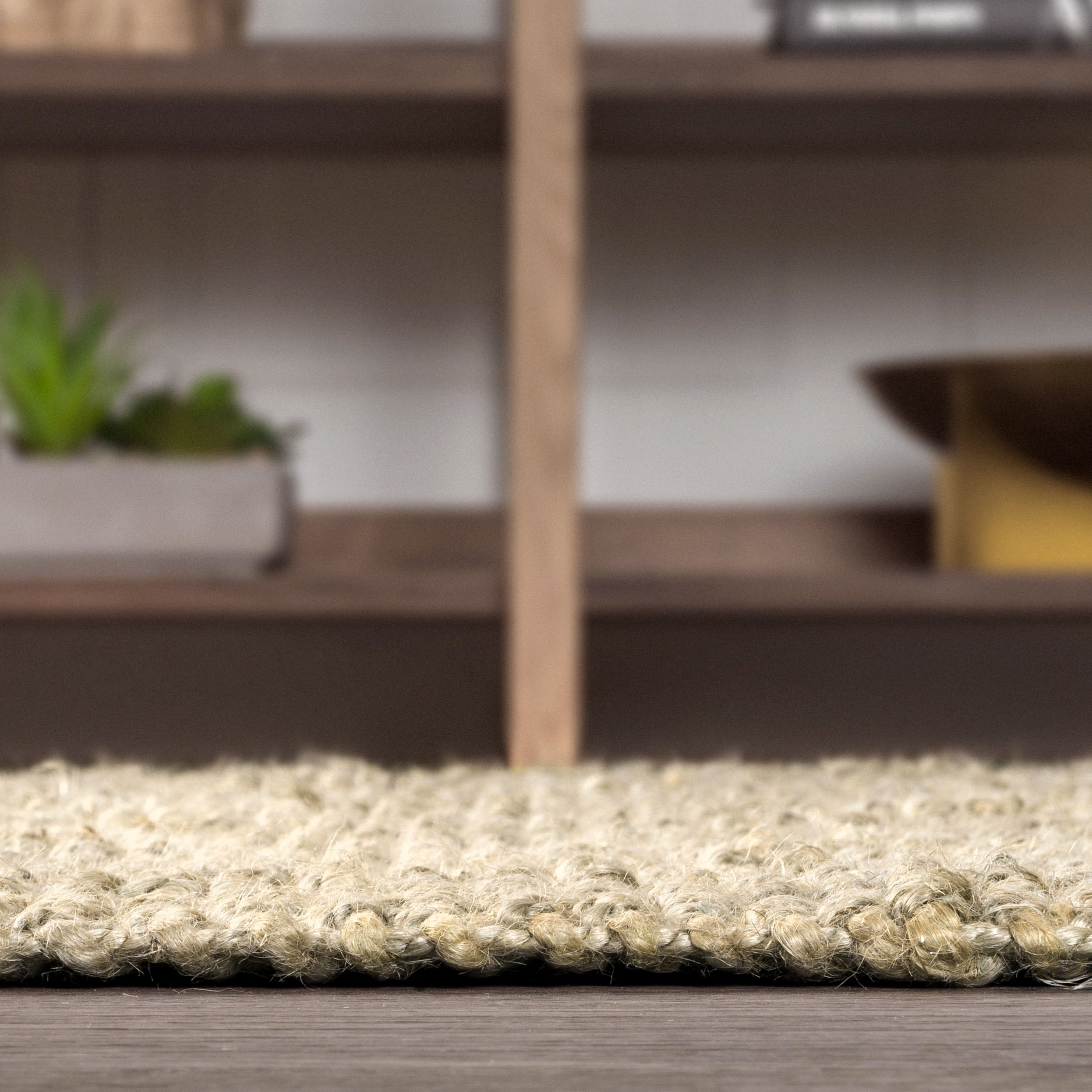 JONATHAN Y NATURAL FIBER 8 x 10 Area Rug, Hiro Hand Woven Chunky Jute - Ivory, NFR103A-8
