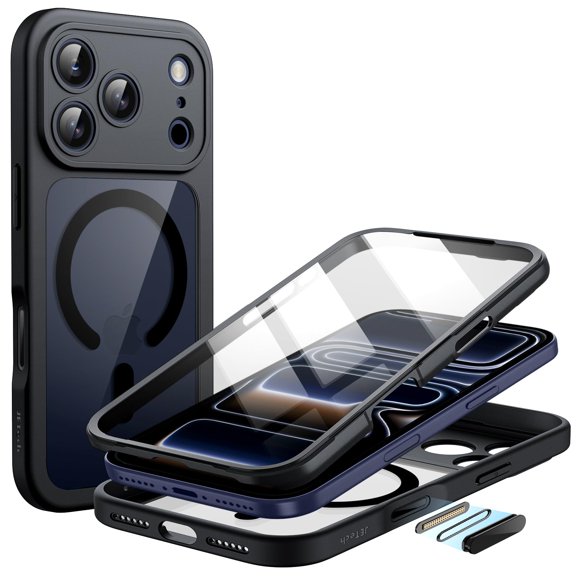 JETech Magnetic Case for iPhone 17 Pro Max with Screen Protector and Camera Control Button (Black)