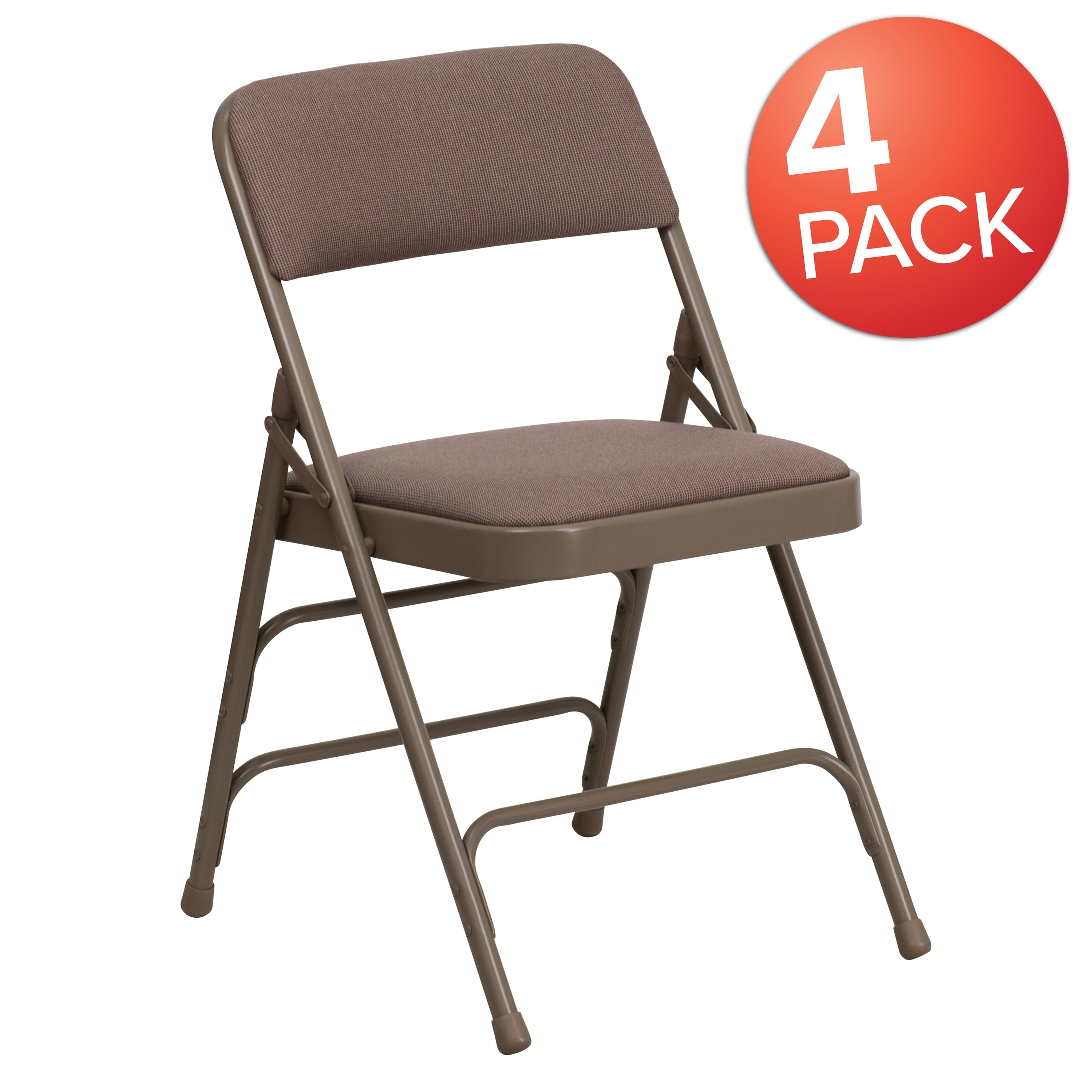 Metal Folding Chair with Burgundy Fabric Triple Braced & Double-Hinged 