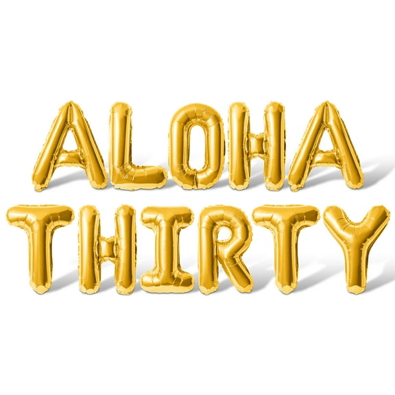 Letter Balloons - ALOHA THIRTY 16" Inch Alphabet Letters Foil Mylar Balloon 30th Birthday Party Banner (Gold)