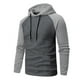 thumbnail image 1 of Sudadera con capucha para hombre, informal, deportiva, con cuello alto, botones, patchwork, manga larga, sudadera tipo jersey, blusa para hombre, 1 of 7