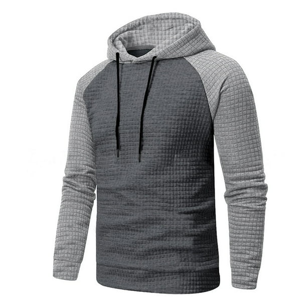 Sudadera con capucha para hombre, informal, deportiva, con cuello alto, botones, patchwork, manga larga, sudadera tipo jersey, blusa para hombre