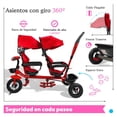 thumbnail image 4 of Triciclo Evolutivo The Baby Shop  Doble Gemelar para Niños 2 Asientos Giratorios Rojo -, 4 of 6
